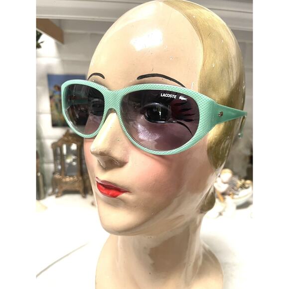 Lacoste Vintage Mint Green Gold Sunglasses 1990’s Green Pattern - Picture 15 of 16